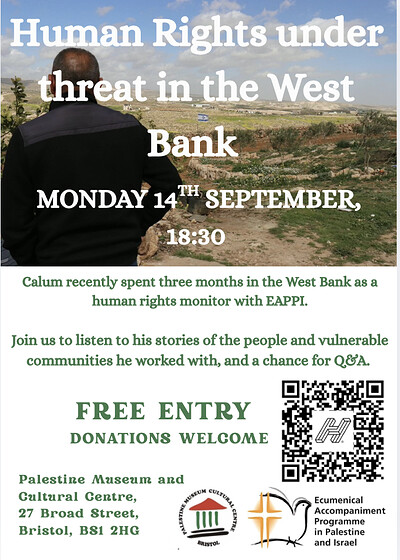 Human Rights Under Threat in the West Bank at Bristol Palestine Museum