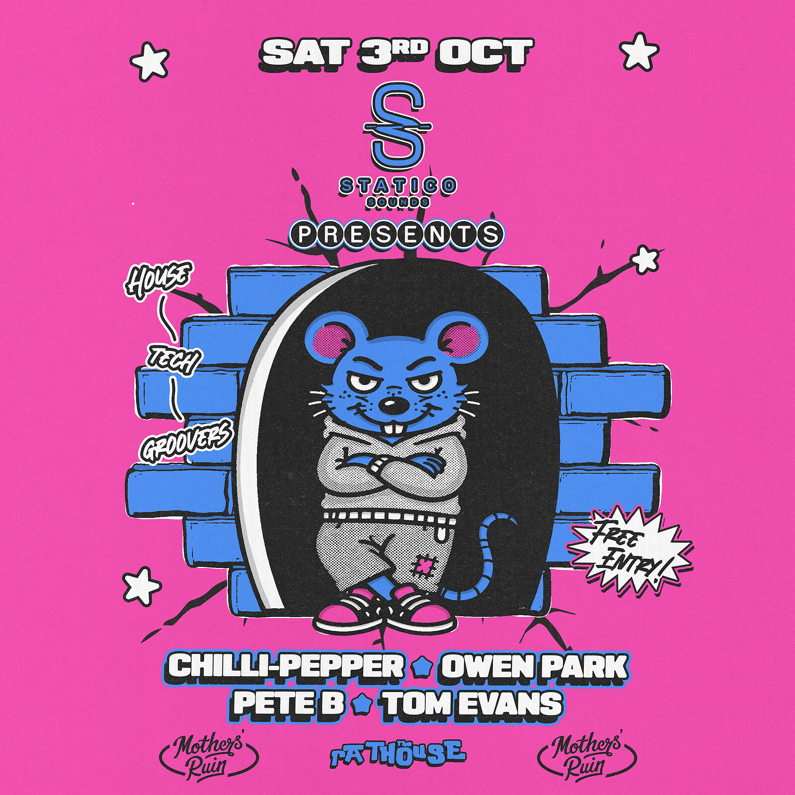 Statico Sounds: Chilli-Pepper, Owen Park, Pete B + Tom Evans at The Mothers Ruin