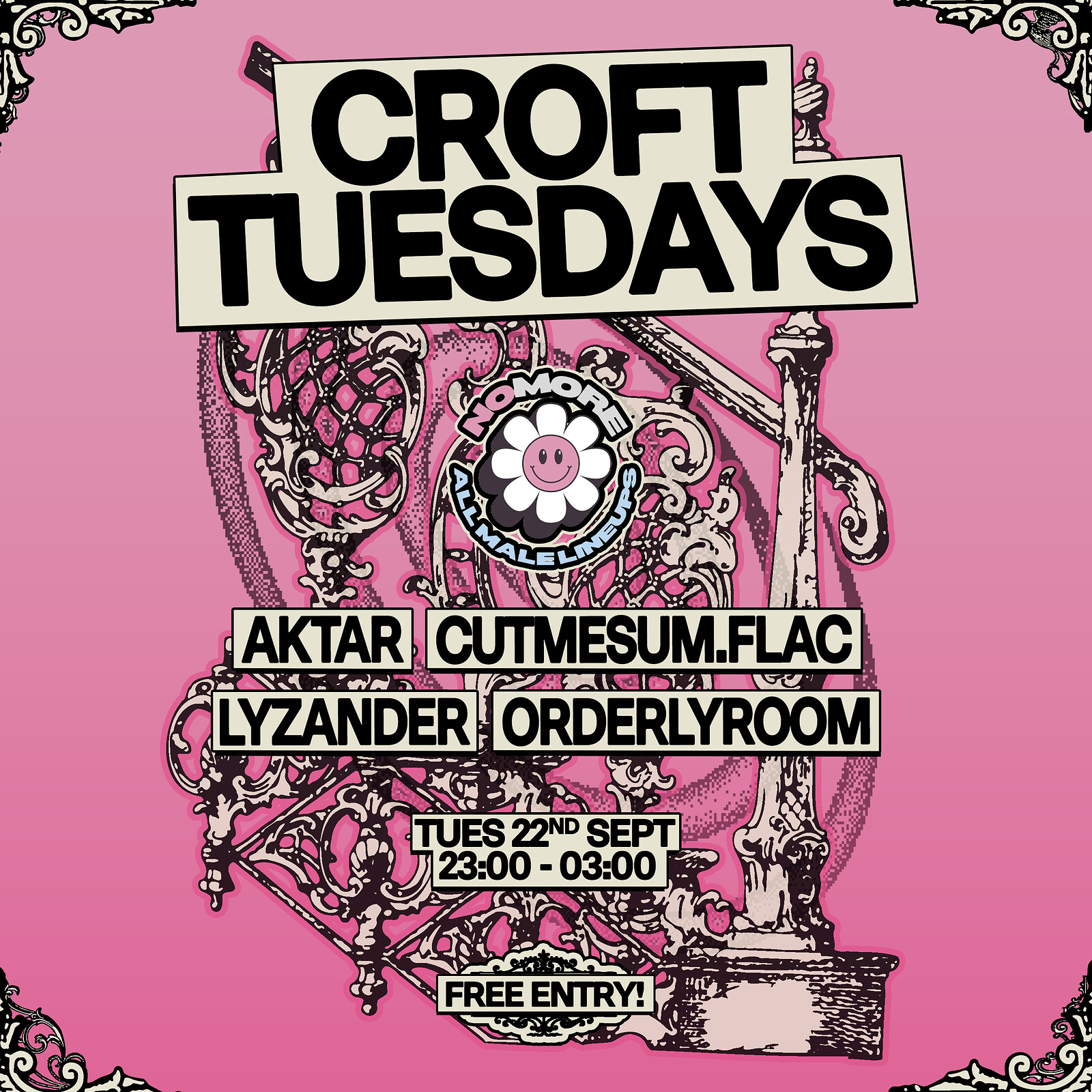 Croft Tuesdays: No More All Male Lineups w/ Aktar, CUTMESUM.FLAC + more at The Croft