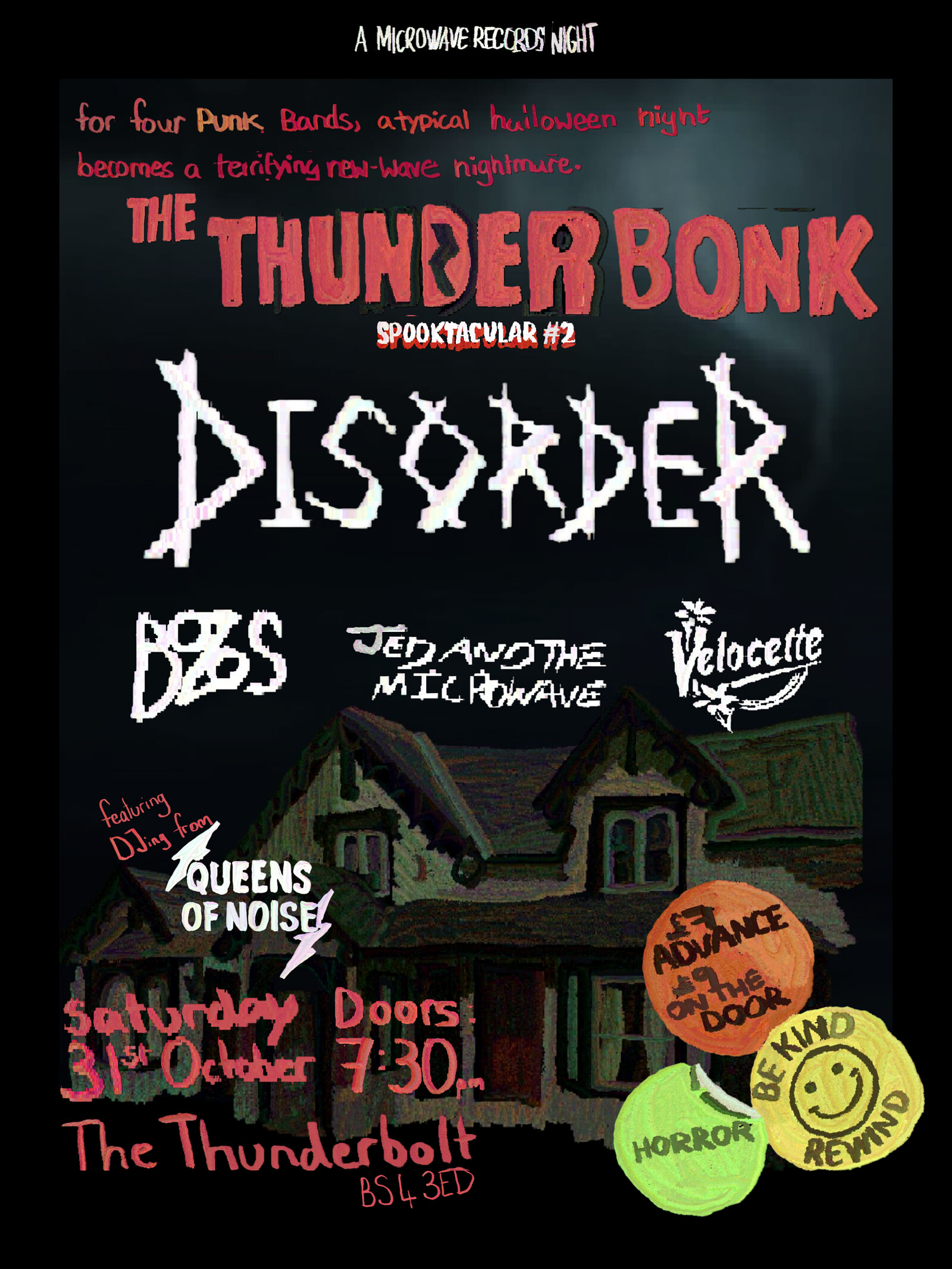 DISORDER/BOZOS/JED & THE MICROWAVE/VELOCETTE at The Thunderbolt