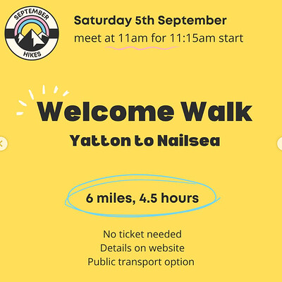 Queer Hiking Bristol: Welcome Walk. Yatton to Nailsea at Strawberry Line Cafe