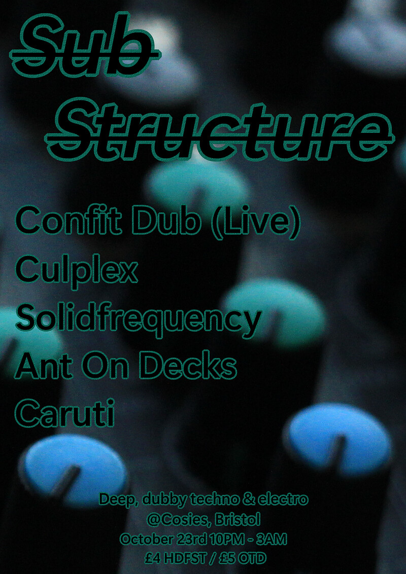 Sub_structure w/ Confit Dub , Caruti and Culplex at Cosies
