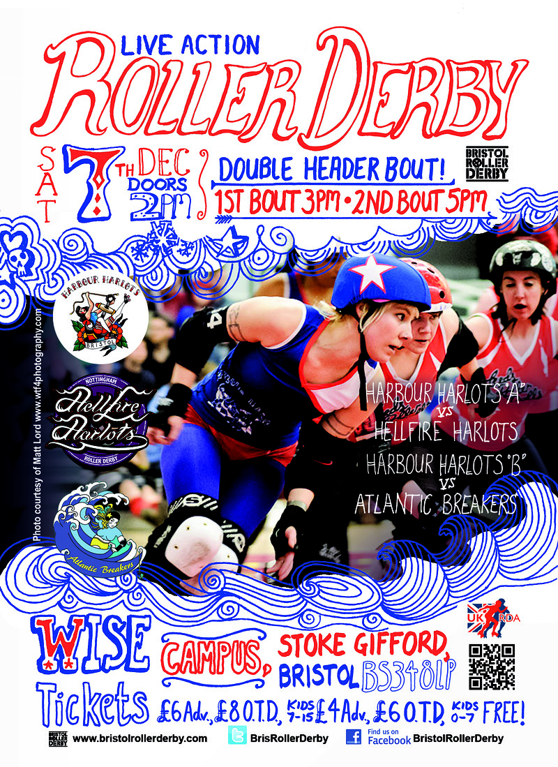 Bristol Roller Derby Dec Bout at Wise Campus, Sgs College