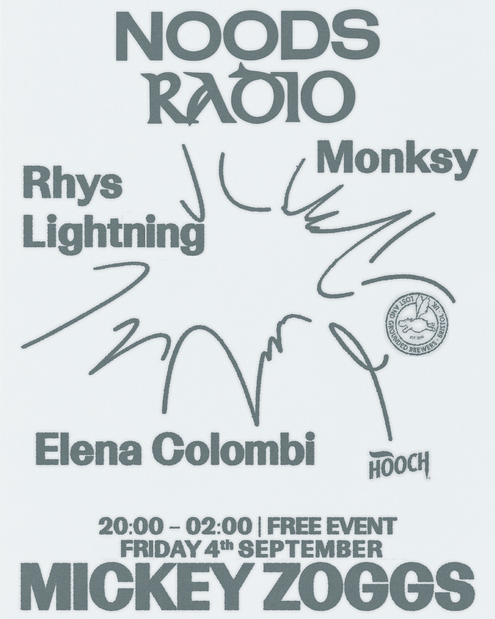 Noods Radio: Elena Colombi, Rhys Lightning & Monksy at Mickey Zoggs