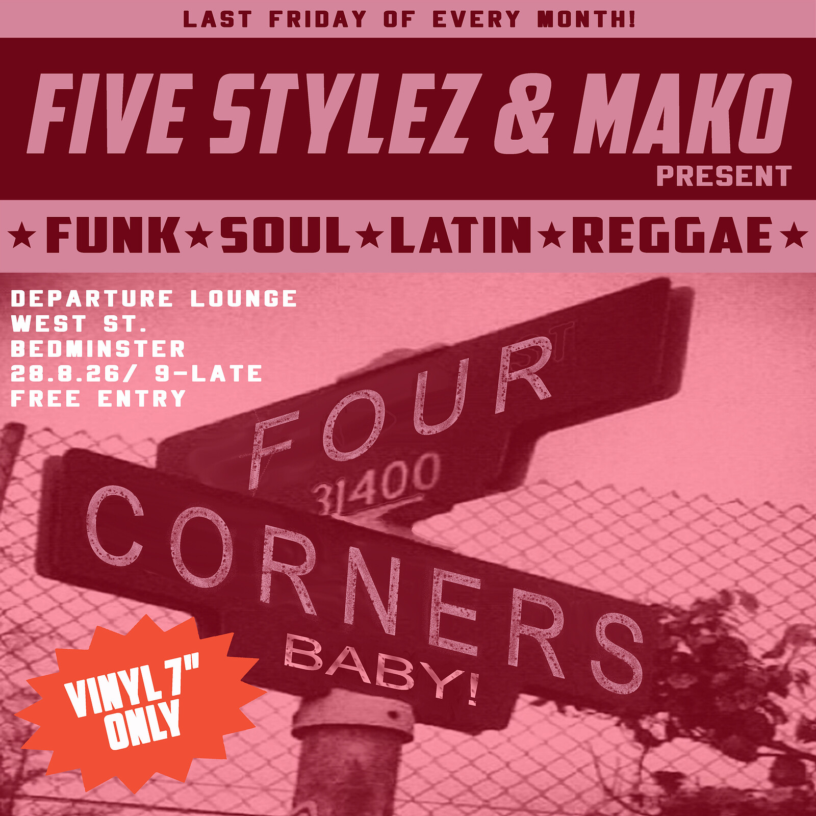 FOUR CORNERS: Funk, Soul, Latin & Reggae on 45 at Departure lounge
