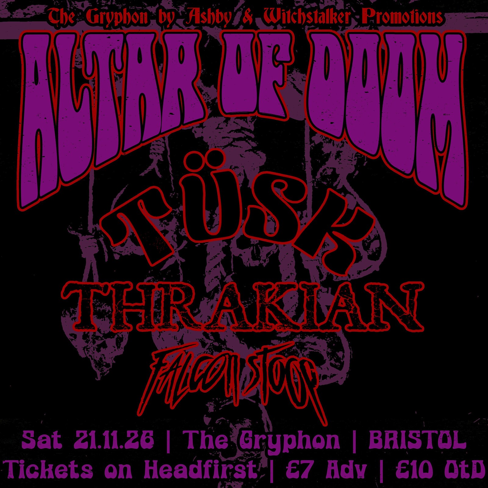 ALTAR OF DOOM - Tüsk, Thrakian, Falcon Stoop at The Gryphon
