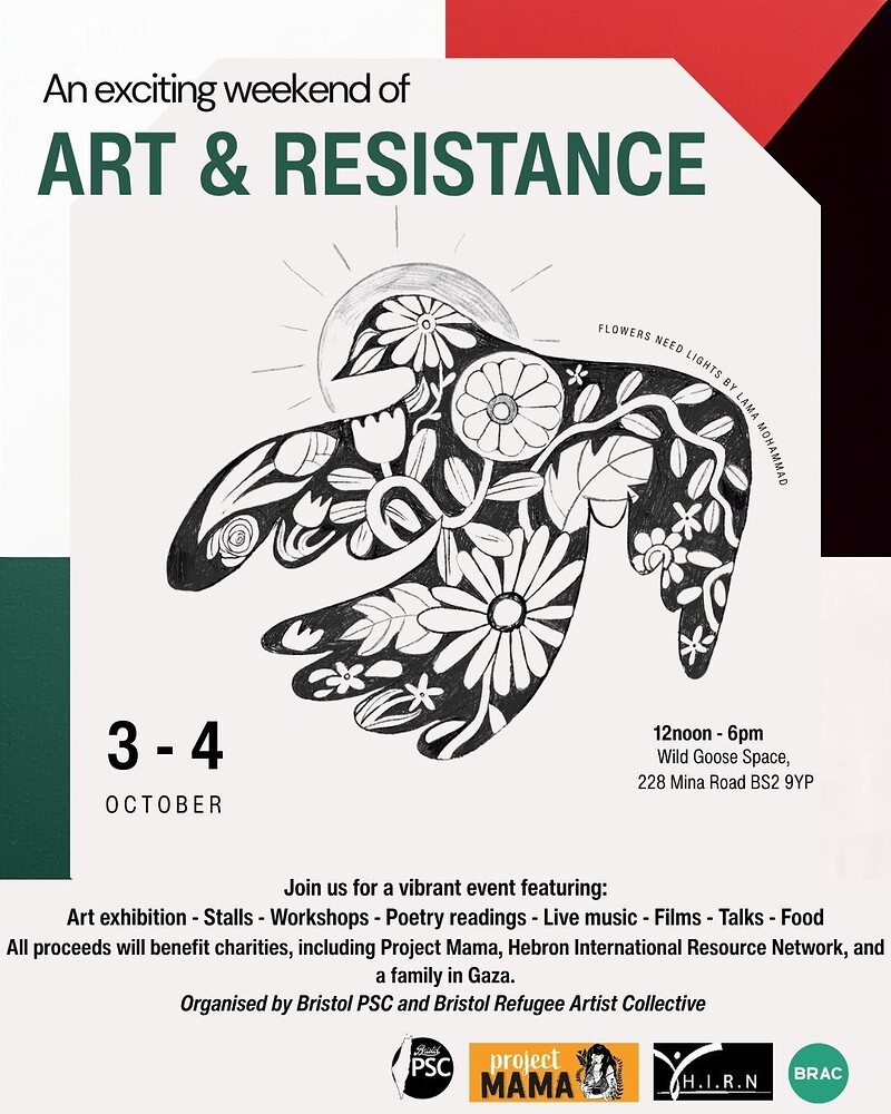 Art and Resistance at Wild Goose Space, 228 Mina Road BS2 9YP