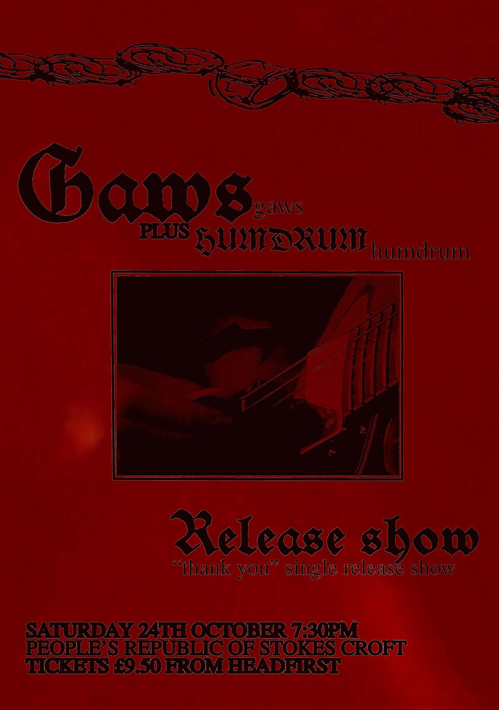 GAWS - THANK YOU SINGLE RELEASE SHOW + HUMDRUM at PRSC