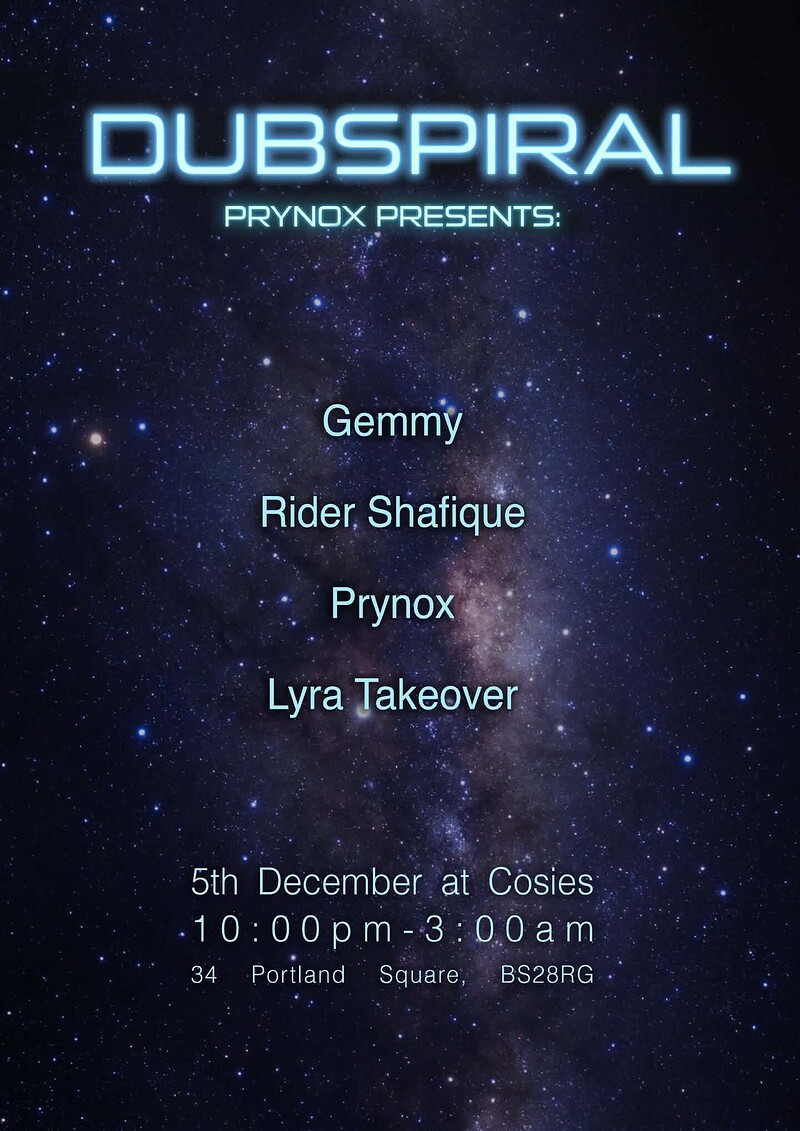 Dubspiral: Prynox Presents at Cosies