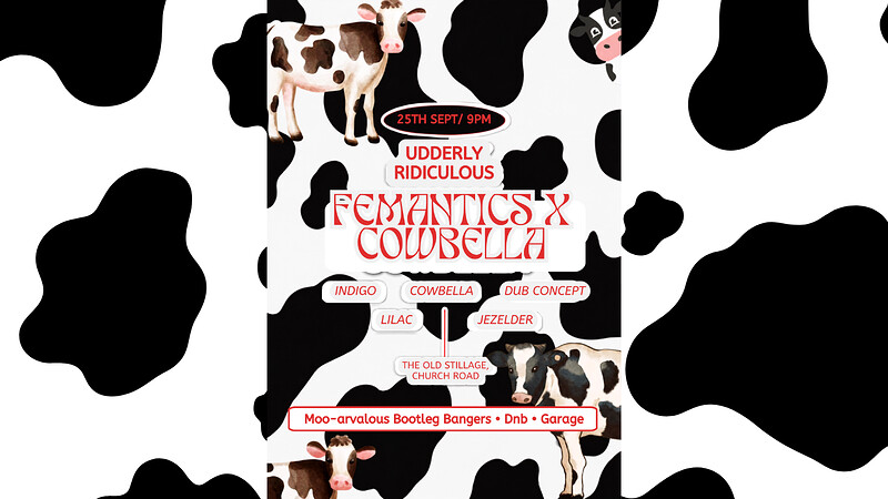 Femantics x Cowbella - Udderly Ridiculous night of DnB, Jungle & Garage at The old stillage