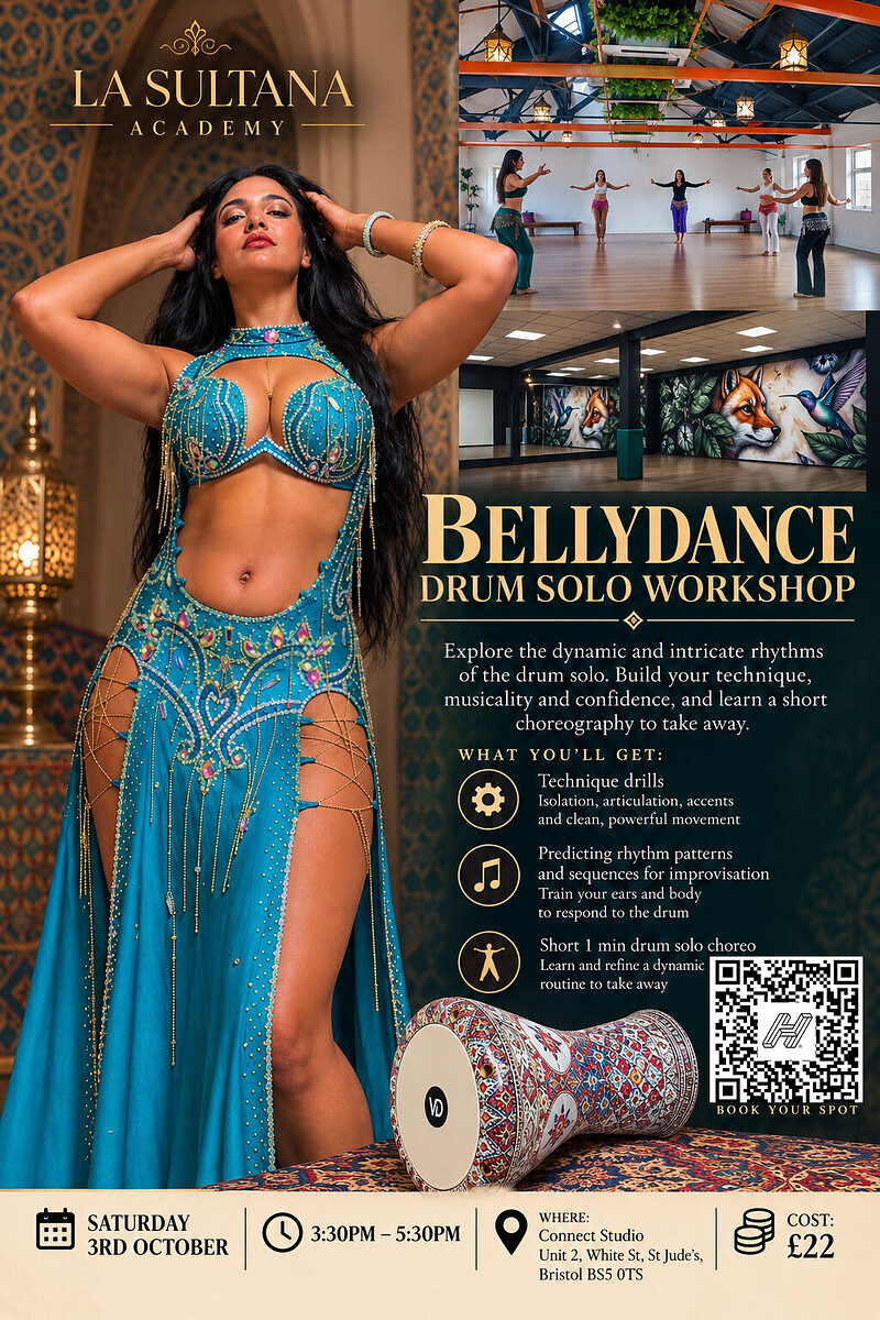 Bellydance Drum Solo Workshop at Connect Studio, Unit 2, White St St Jude’s Bristol BS5 0TS