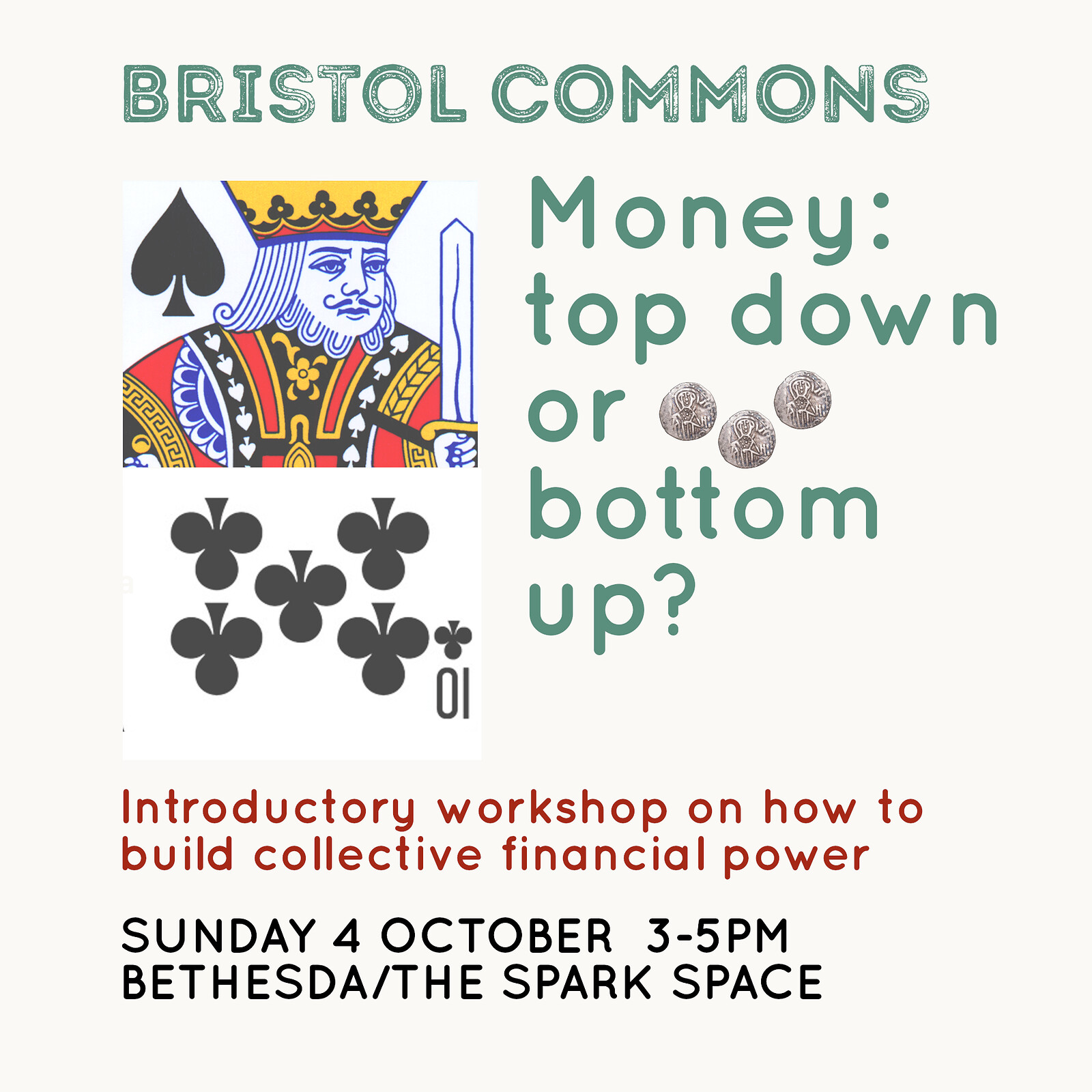 Money: top down or bottom up - how to build collective financial power at The Spark Space (Bethesda building)