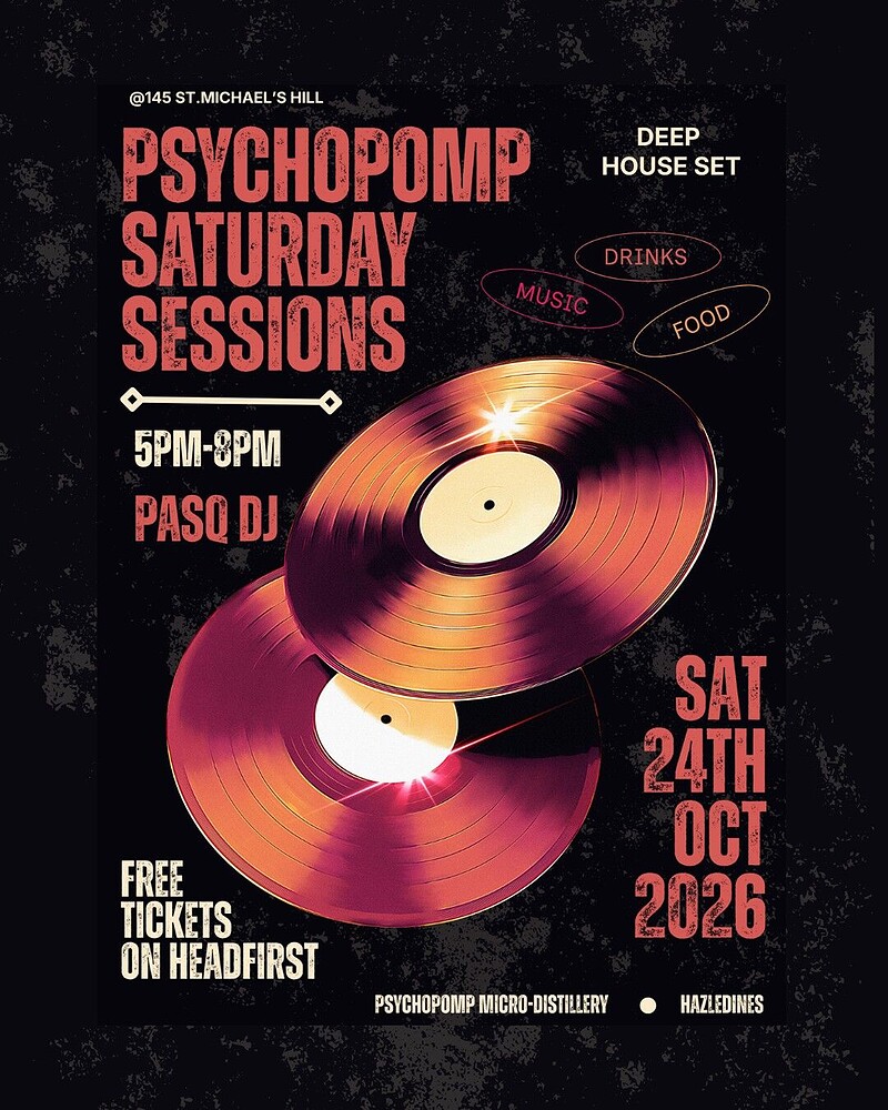 PSYCHOPOMP SATURDAY SESSIONS X HAZLEDINES X PASQ DJ at Psychopomp Micro-Distillery