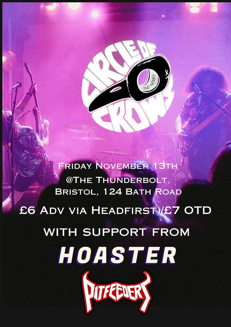 CIRCLE OF CROWS + Pitfeeders + Hoaster at The Thunderbolt