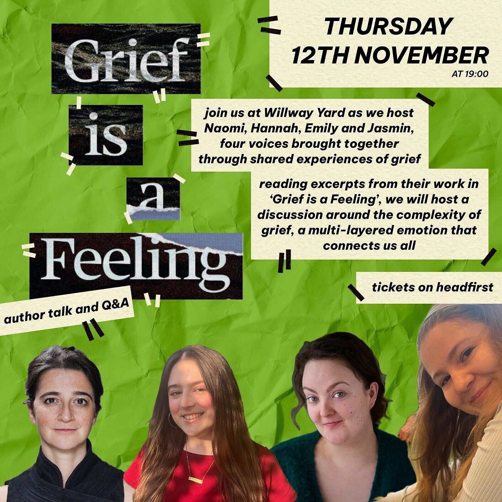 Author Talk - Grief Is A Feeling, voices brought together through grief at Willway Yard