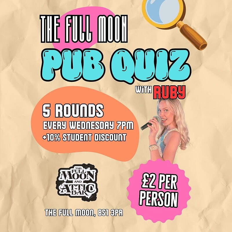 The Full Moon Pub Quiz w/ Ruby at The Full Moon & Attic Bar