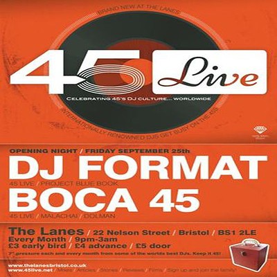 45 W/ DJ Format & Boca 45 at The Lanes