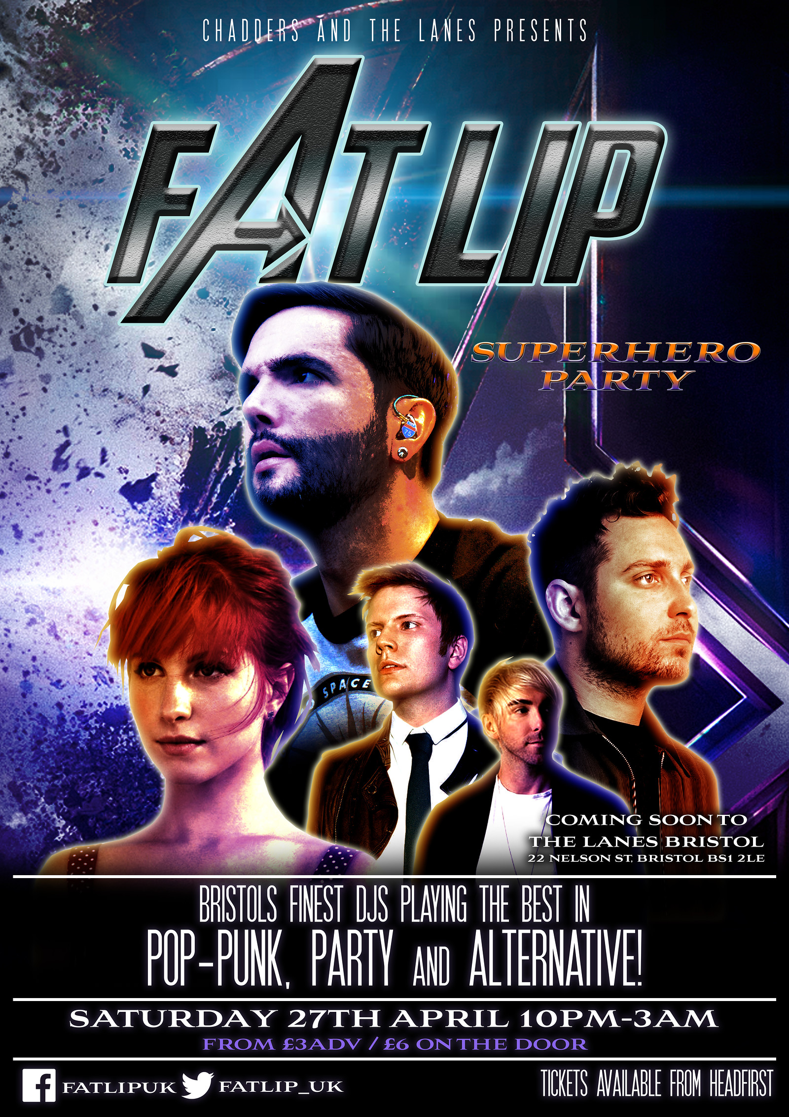 ★ FAT LIP ★ Superhero Party 27th April @The Lanes at The Lanes