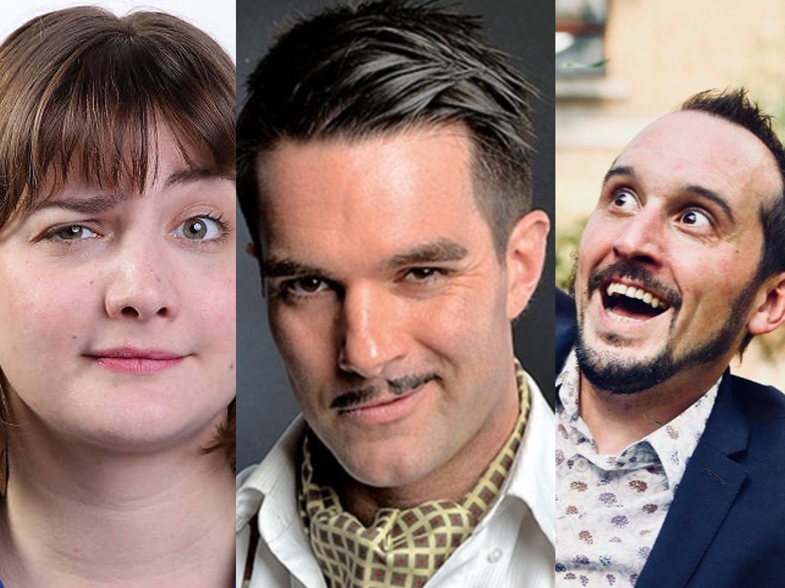 Milo McCabe, Phil Ellis and Laura Davis at The Cheese Comedy Club