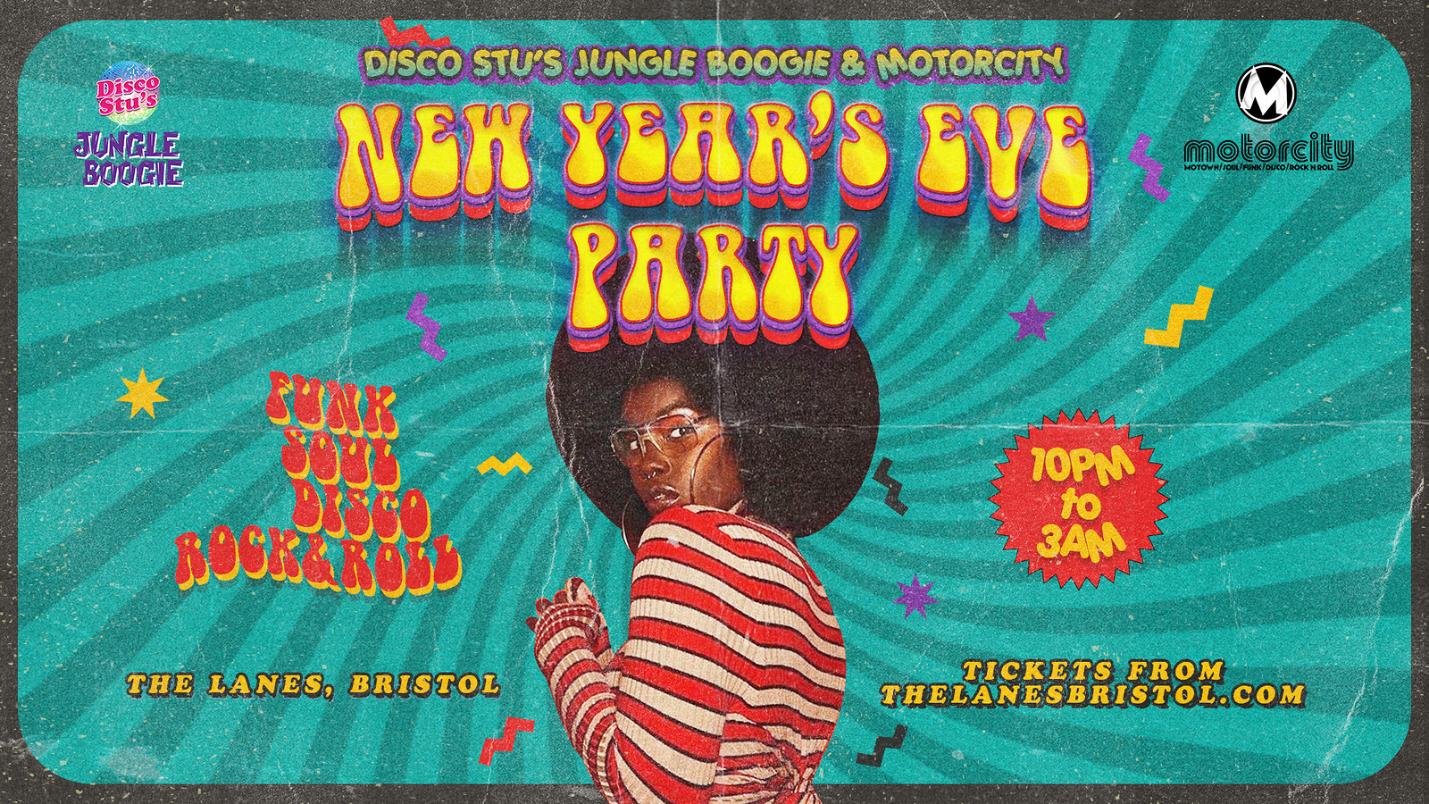 Disco Stu's Jungle Boogie & Motorcity NYE at The Lanes