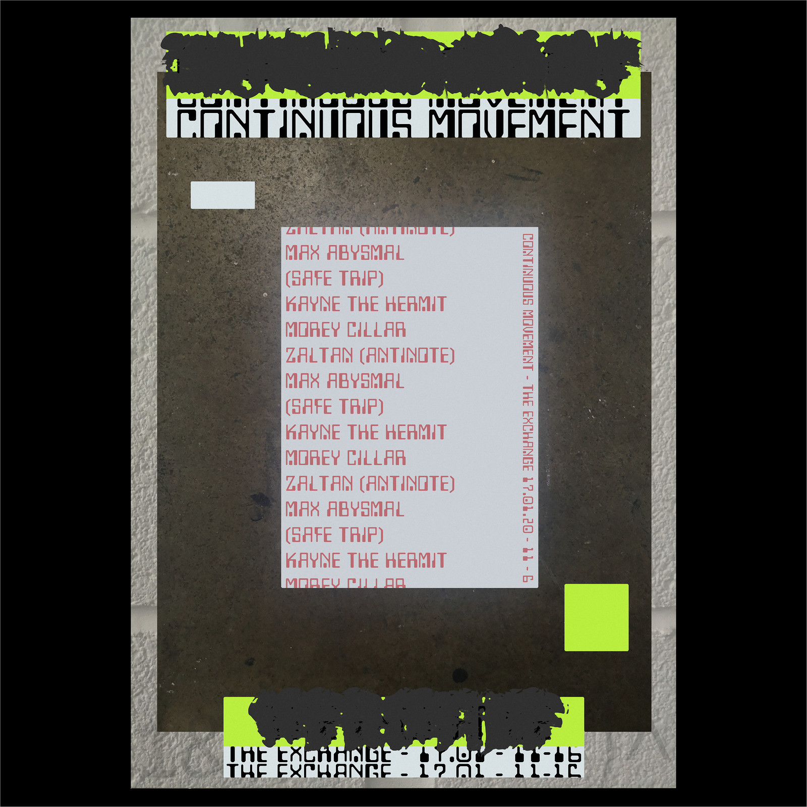 Continuous Movement w/ Max Abysmal, Zaltan +++ at Exchange