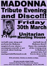 Madonna Tribute Evening at Unitarian Meeting House