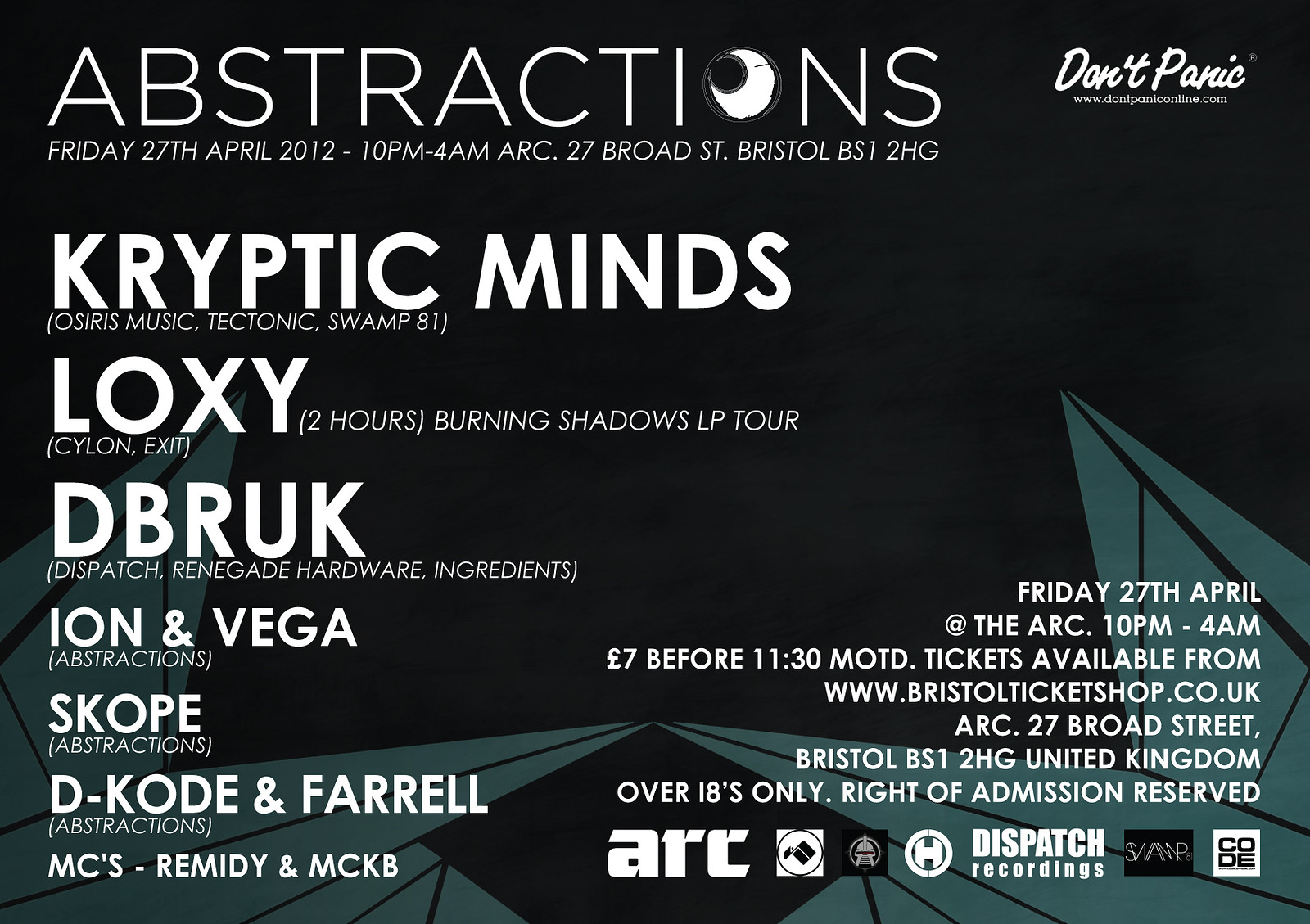 Abstractions - Fri 27th April at Arc (formerly The Lab)