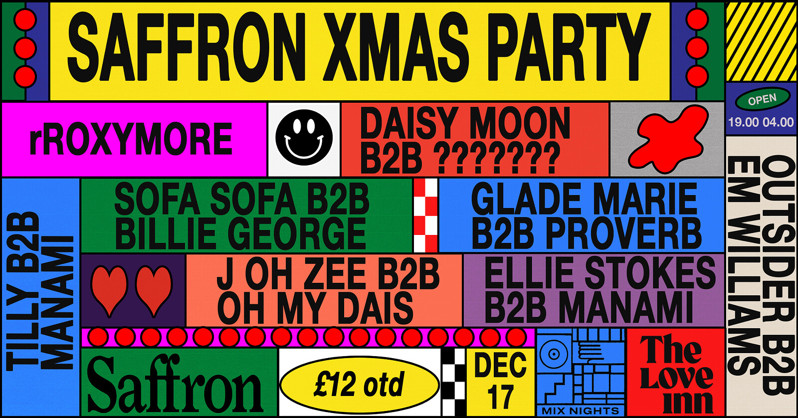 Saffron Xmas Party w/rRoxymore at The Love Inn