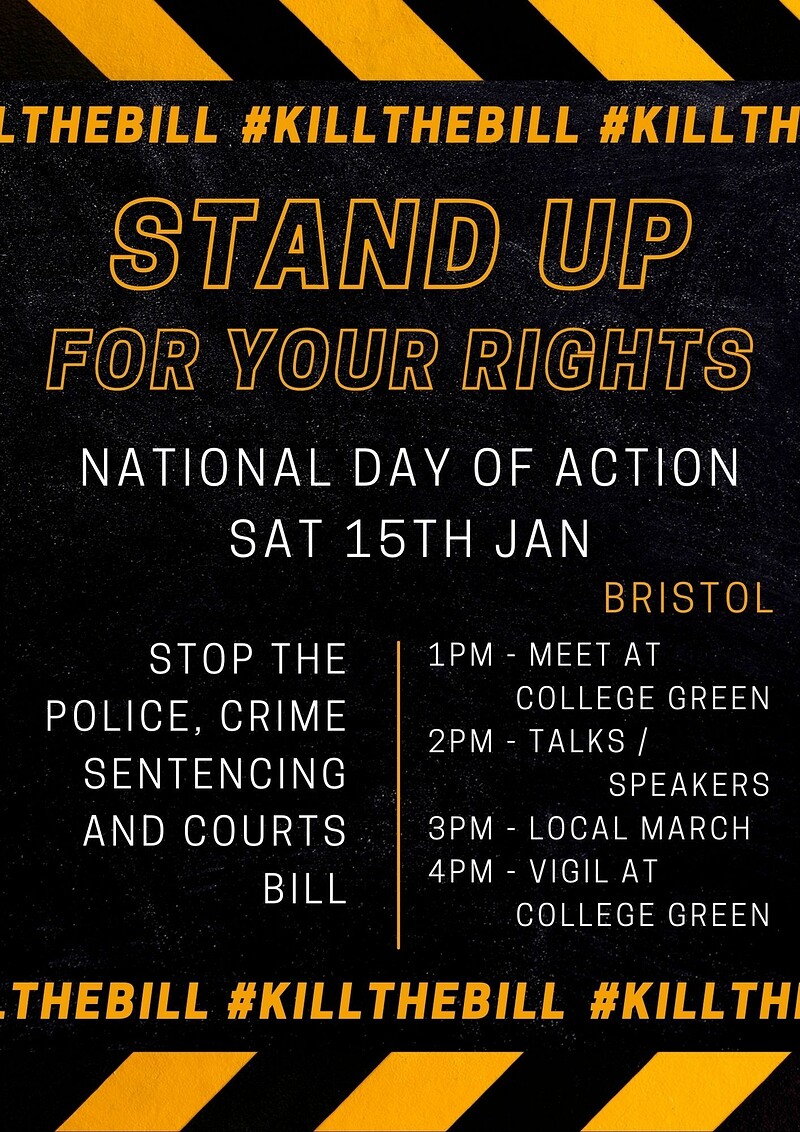 Kill The Bill Demo Bristol, National Day of Action at College Green