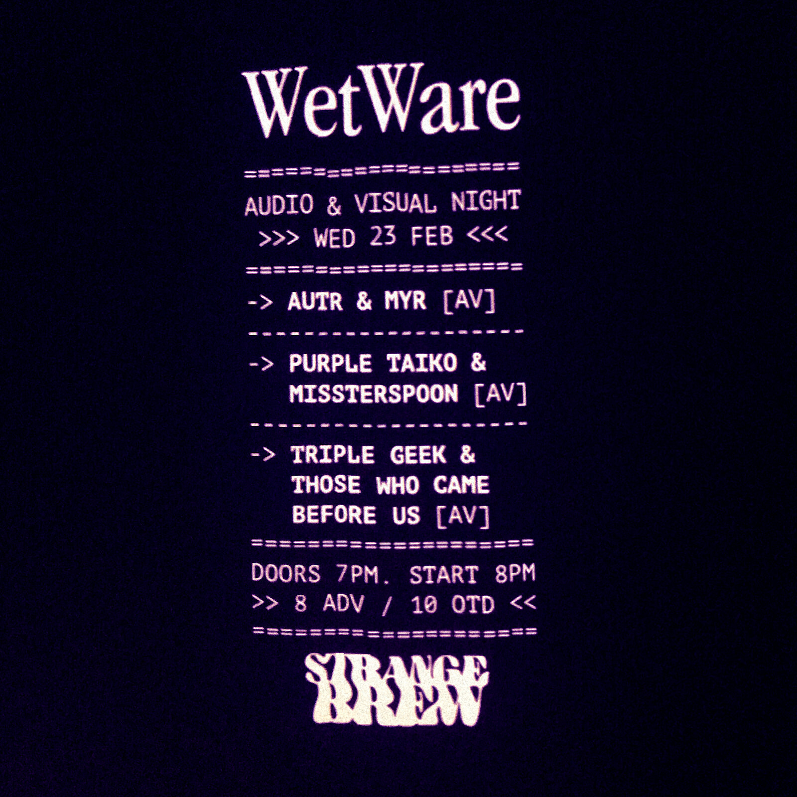 Audio Visual Performance Night at Strange Brew