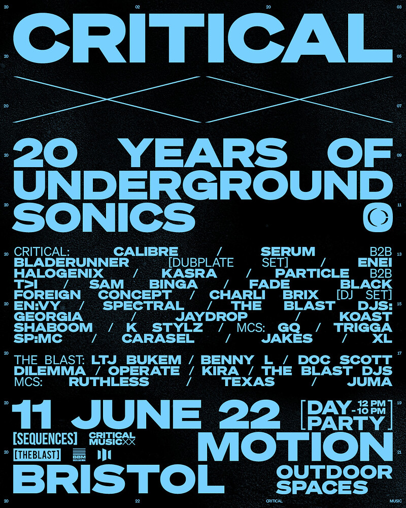 Critical Sound XX Bristol day party x at Motion