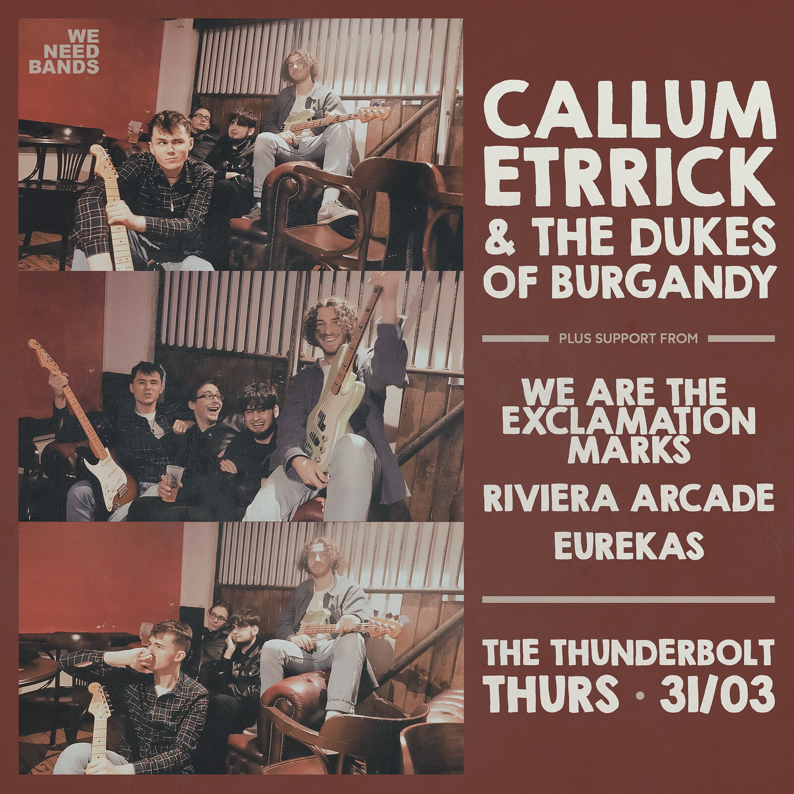 WE NEED BANDS | Callum Ettrick + Support at The Thunderbolt
