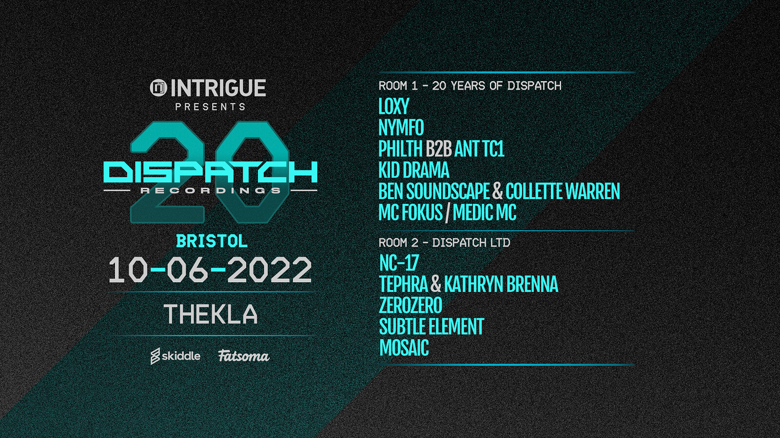 Intrigue x Dispatch - Loxy, Nymfo, Philth & more at Thekla
