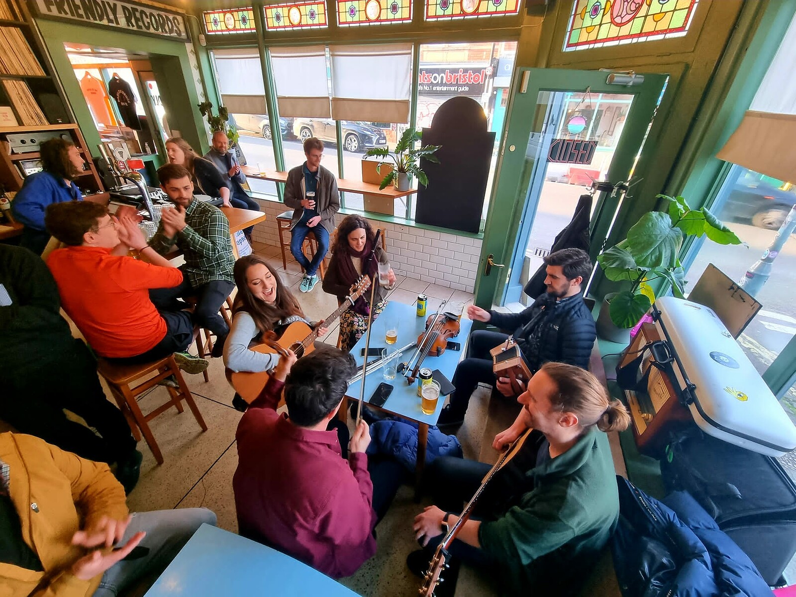 Friendly Folk session in the afternoon at Friendly Records