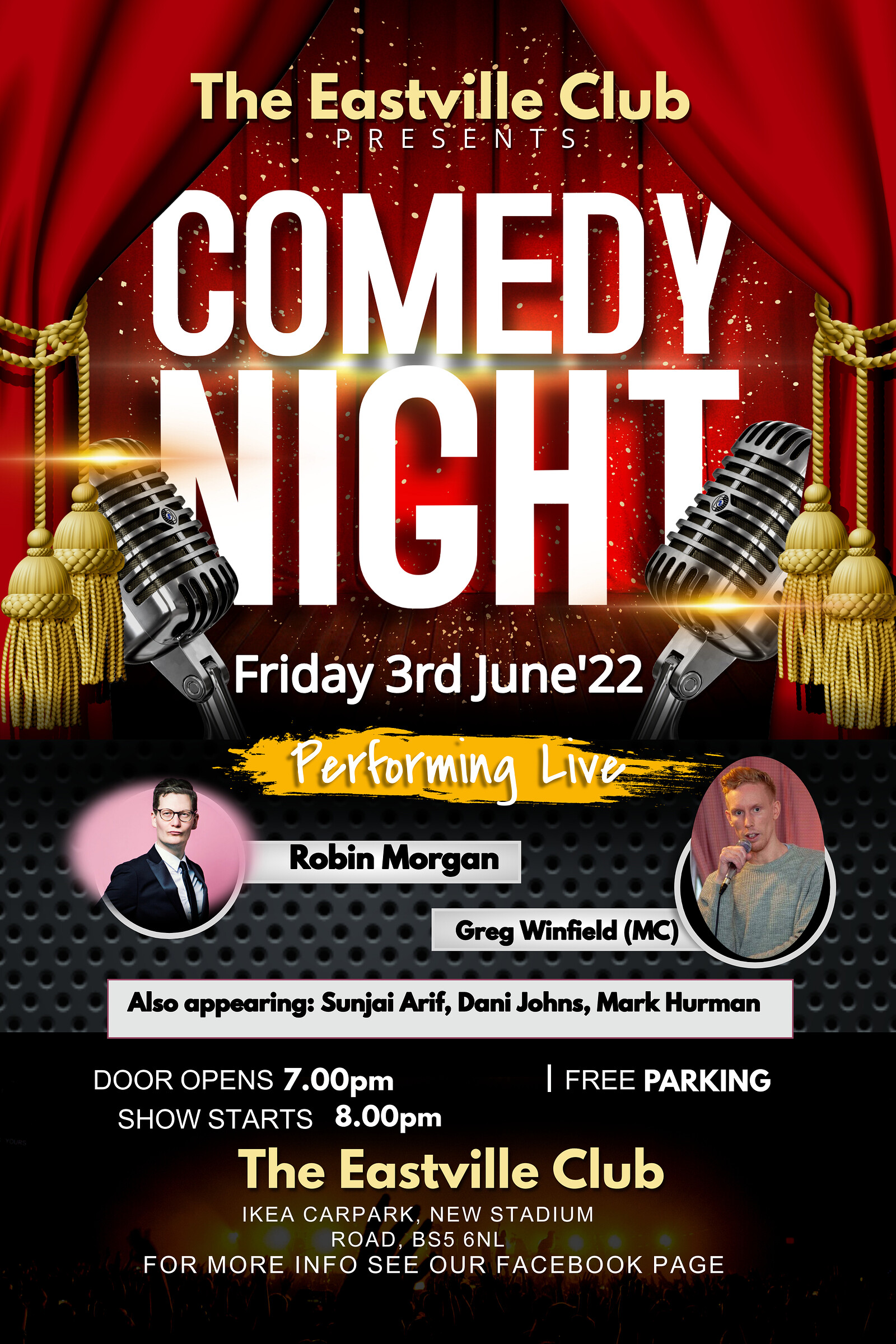Comedy Night at The Eastville Club at The Eastville Club (In the IKEA Carpark)