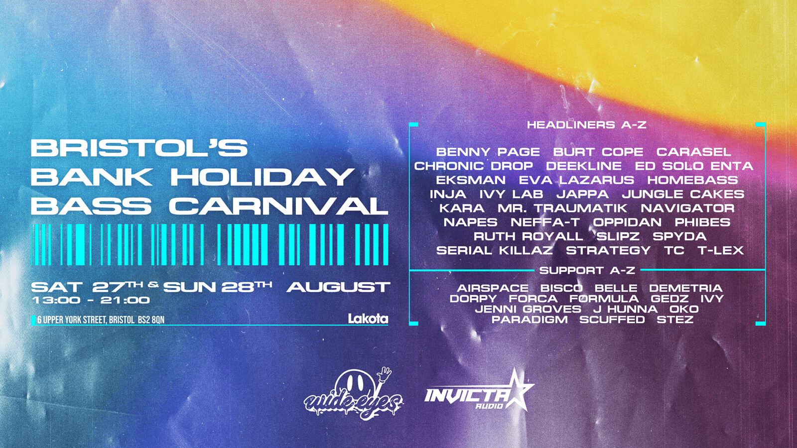 Wide Eyes x Invicta Audio: Bank Holiday at Lakota
