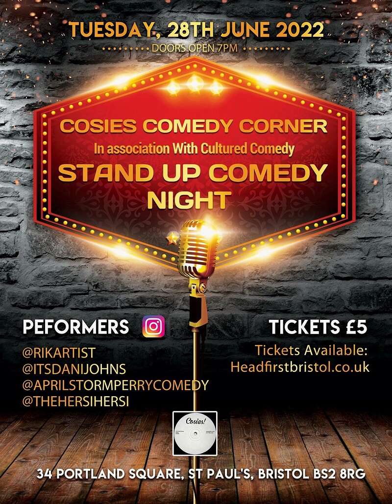 Cosies Cultured Comedy at Cosies