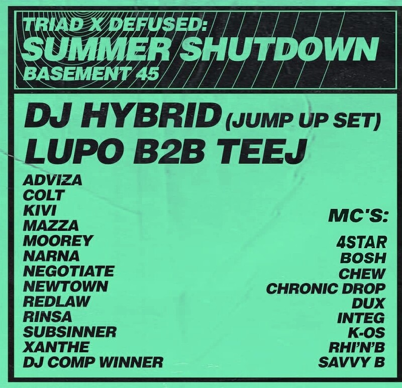 TRIAD X DEFUSED: SUMMER SHUTDOWN at Basement 45