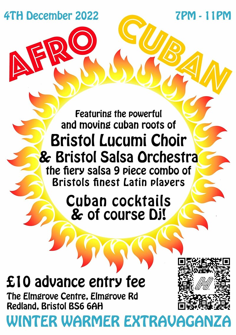 Afro Cuban extravaganza at The Elmgrove Centre, Elmgrove Rd, Redland, Bristol BS6 6AH