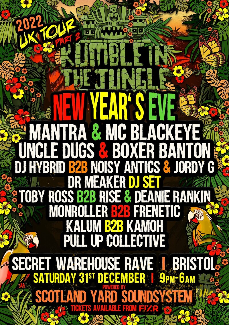 Rumble In The Jungle - NYE - Warehouse Rave at Green works