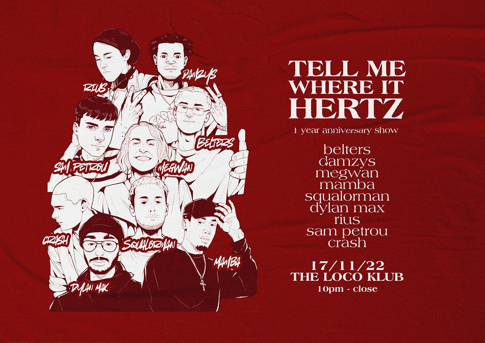 TELL ME WHERE IT HERTZ: 1ST YEAR ANNIVERSARY SHOW at Loco Klub