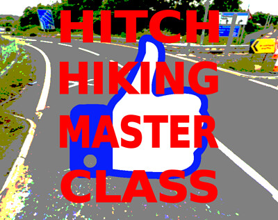 Hitch-hiking masterclass 搭便车大师班。 at Starbucks Cafe, Easton Gordano Services, M5 Junction 19, Bristol, Bristol