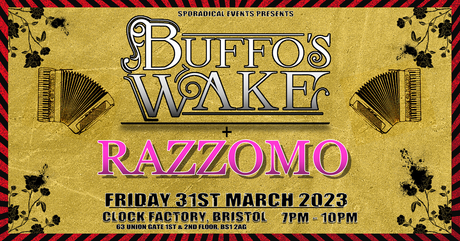 BUFFO'S WAKE & RAZZOMO - POSTPONED Details in bio at The Clock Factory, Bristol
