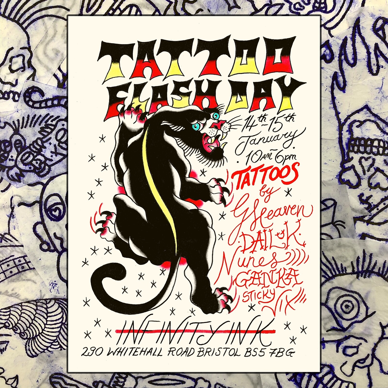 Tattoo Flash Weekend 14th and 15th of January at Infinity Ink Tattoo Studio