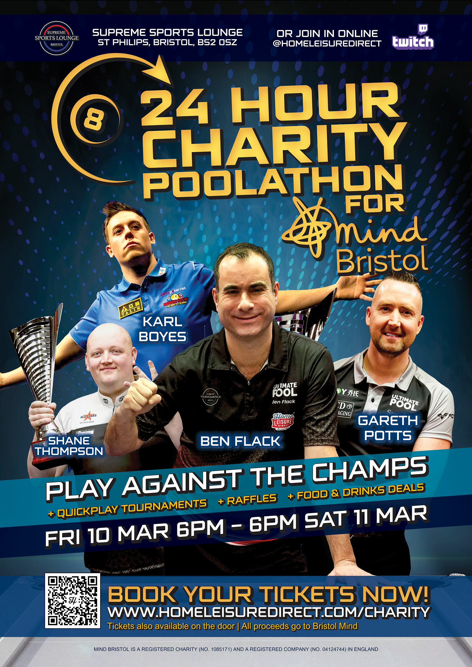 24 Hour Poolathon for Bristol Mind at Supreme Sports Lounge