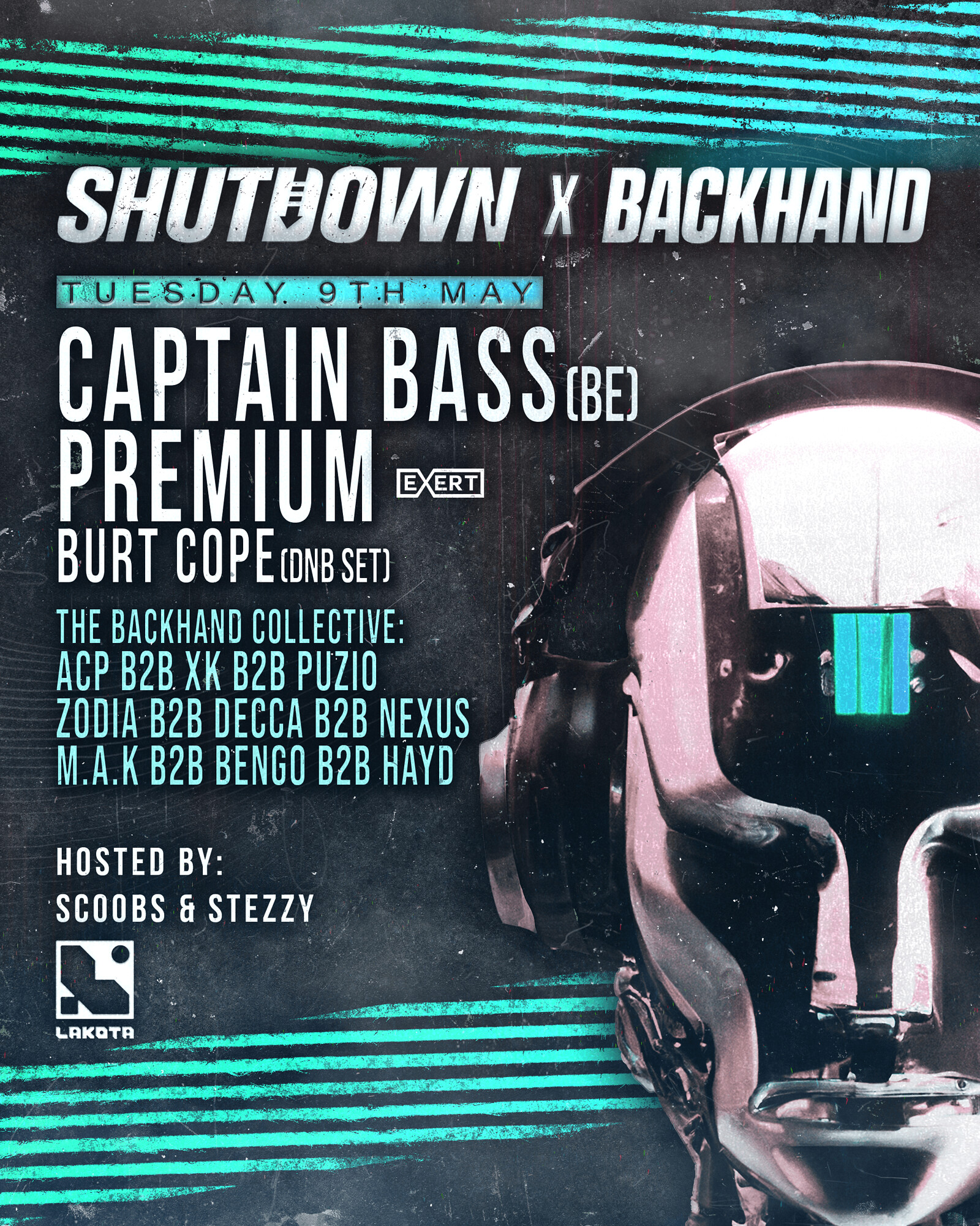 Shutdown x Backhand: Captain Bass, Premium, Burt C at Lakota