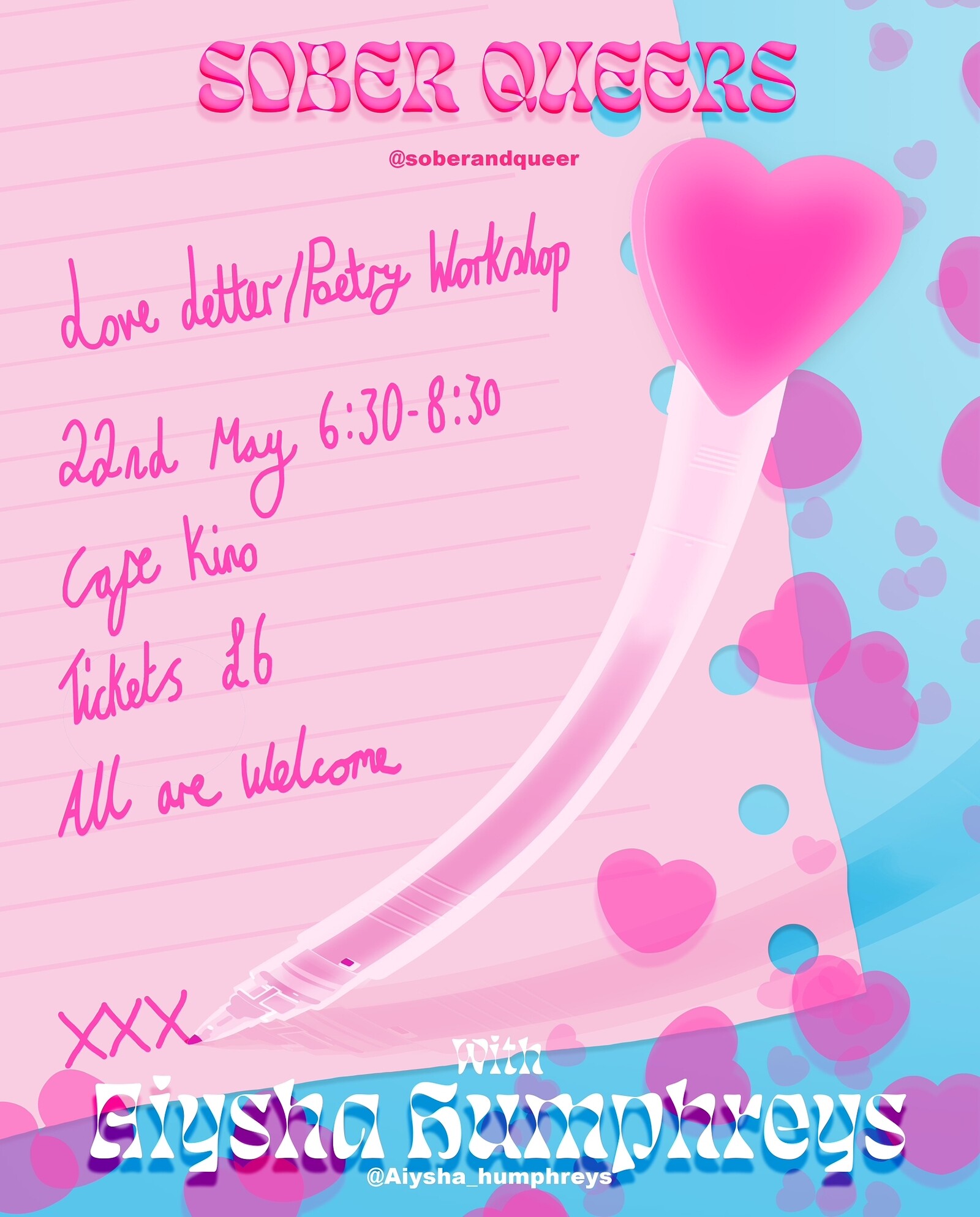 Queer Love /Letter Workshop with Aiysha Humphreys at Cafe Kino
