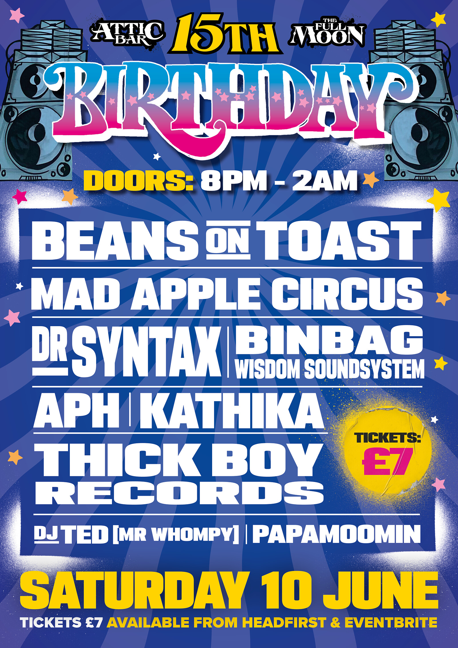 The Full Moon & Attic's 15th Birthday Party at The Attic Bar