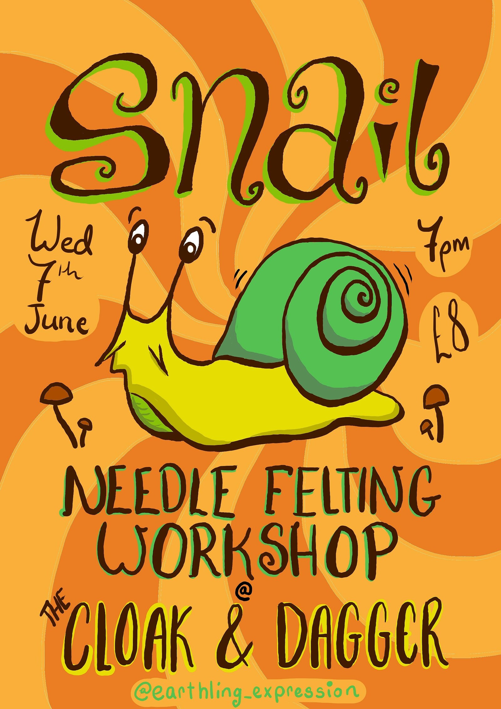 Snail Needle Felting Workshop at The Cloak and Dagger