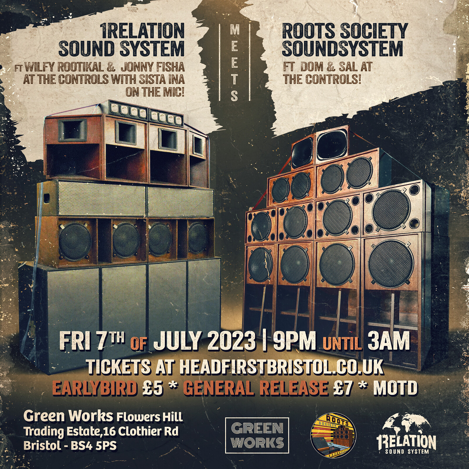 Roots Society MEETS 1Relation - Roots,Dub,Steppas at Green Works